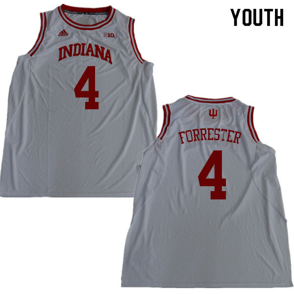 Youth #4 Jake Forrester Indiana Hoosiers College Basketball Jerseys Sale-White - Click Image to Close
